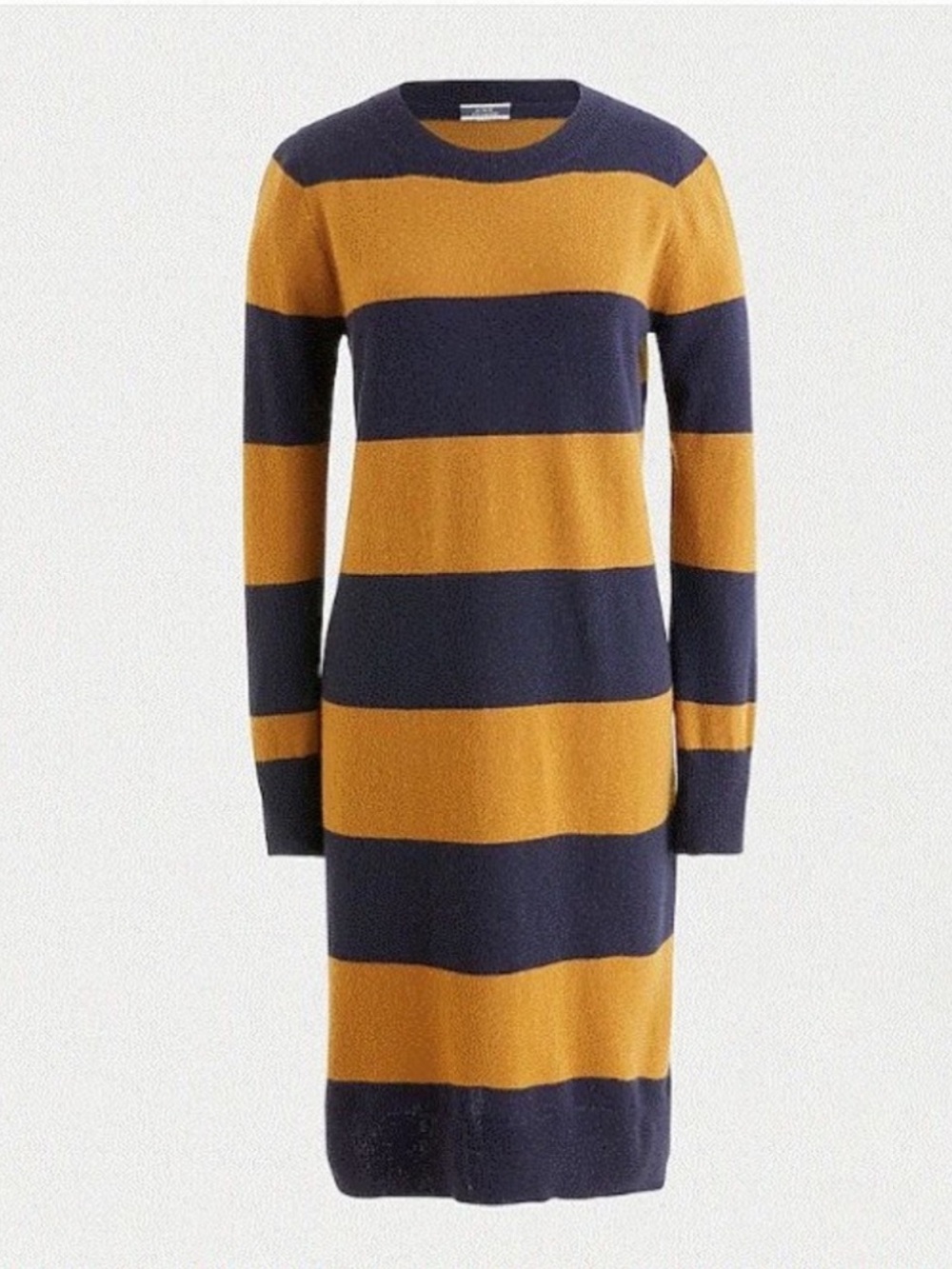 NWT | J CREW Long-Sleeve 100% Cashmere Crewneck Dress in Rugby Stripes Size M